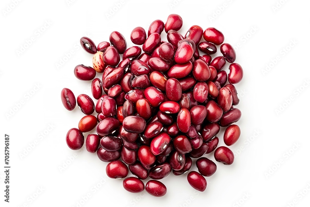 Top view of cranberry beans in a white backdrop, Generative AI. Top view of cranberry beans in a white backdrop, Generative AI.