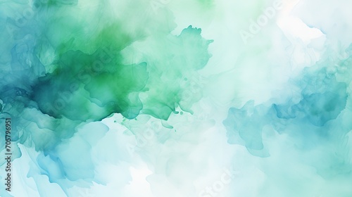 Watercolor background with splashes and washes of teal and turquoise  Generative AI.