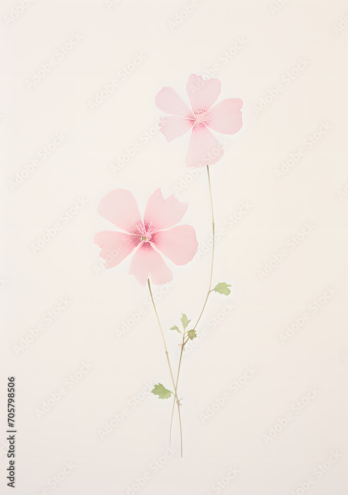 Flowers on a watercolor-style rice paper background