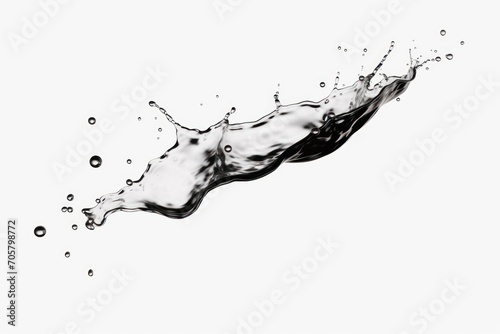  a black and white photo of water splashing out of the top of a bottle of water into the bottom of the bottom of the image, on a white background.