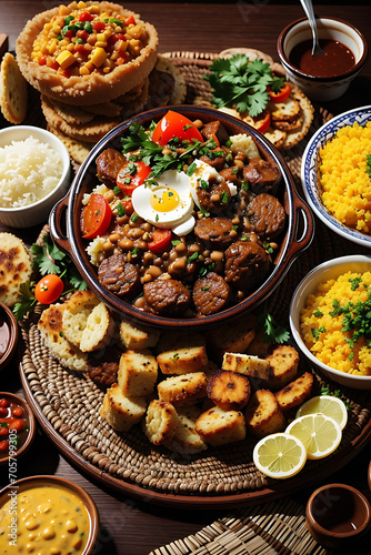 flat lay assortment with delicious brazilian food