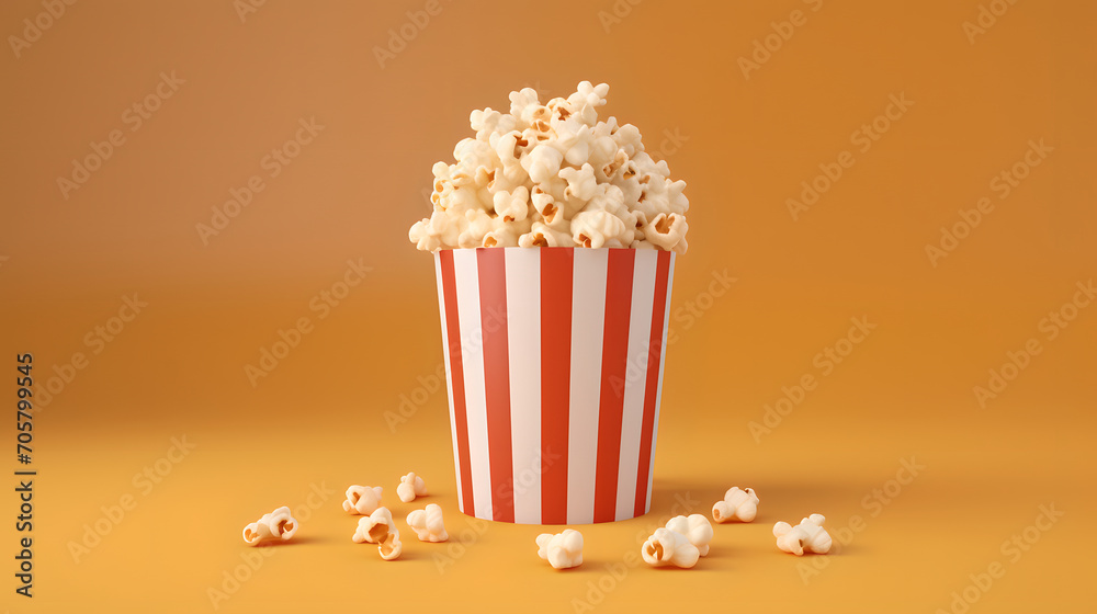 A bucket full of popcorn in 3D style.