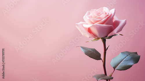 Pink rose on a pink background