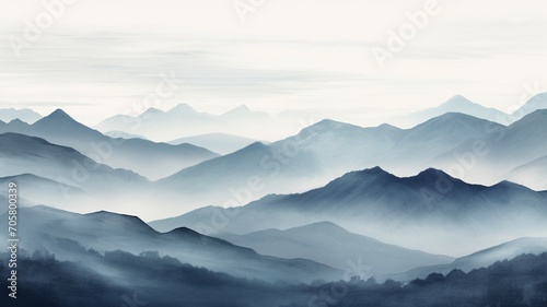 Watercolor painting mountains blue step canvas painting image Ai generated art © Manik007