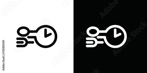 Fast meal time simple outline icon.food design template with time clock