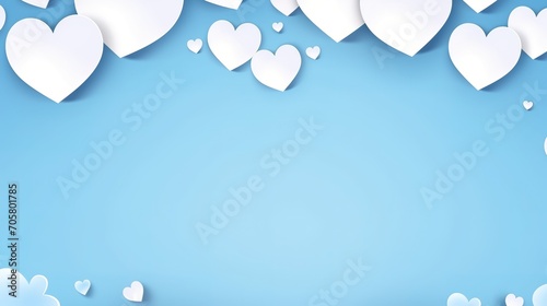 Vector illustration.paper craft style. love for Valentine's day. and big heart and mini heart on blue background with. design for valentine's festival . generative ai