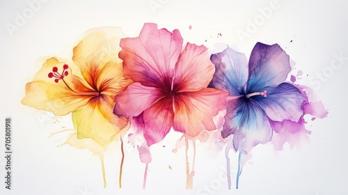 Fototapeta Naklejka Na Ścianę i Meble -  Generative AI, abstract colorful watercolor flowers, organic painted background