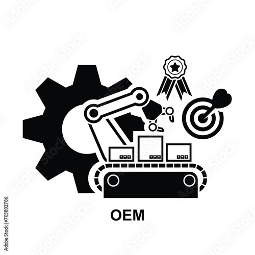 OEM Icon. OEM Original Equipment Manufacturer isolate on background vector illustration