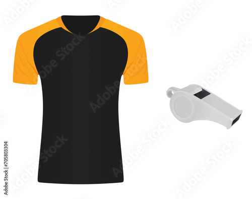 Basketball  referee shirt and whistle. vector illustration 