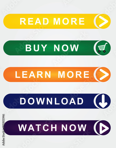 Web buttons set. vector illustration