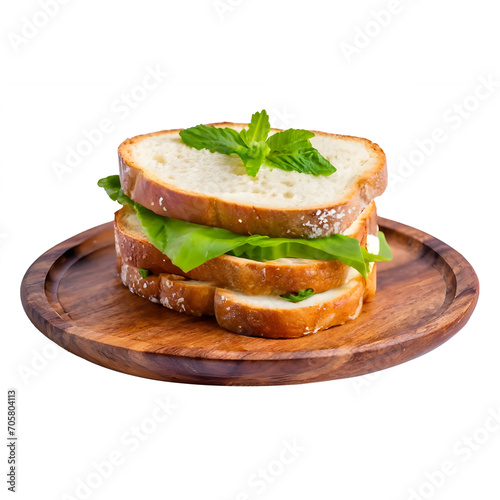 delicious sandwich with a wooden plate