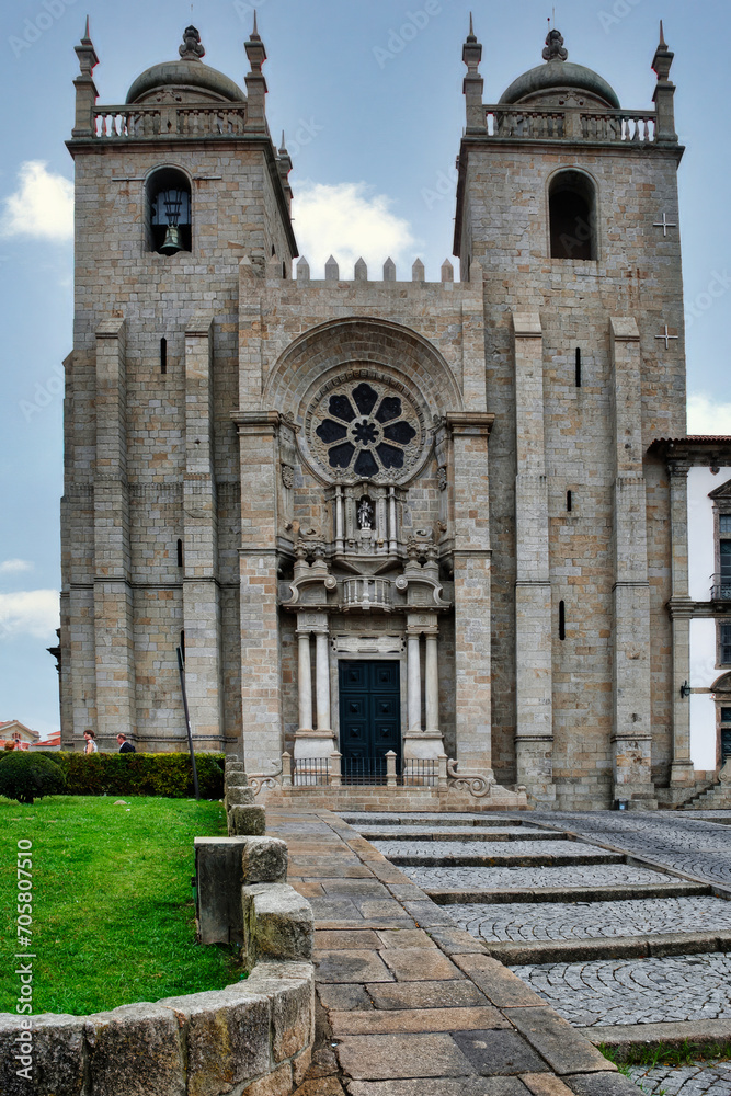 Panoramic view of the Romanesque cathedral of Porto (or Sé do Porto) Built in the 12th century as a church - fortress