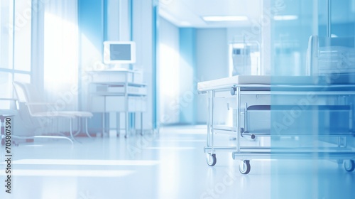 Modern Medical Workspace with Defocused Background: Clean, Sterile Interior for Healthcare Professionals and Researchers