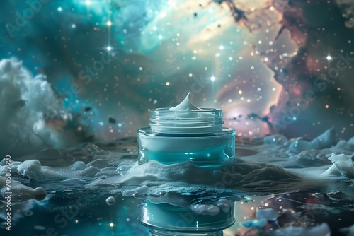 A face cream on a galaxy background