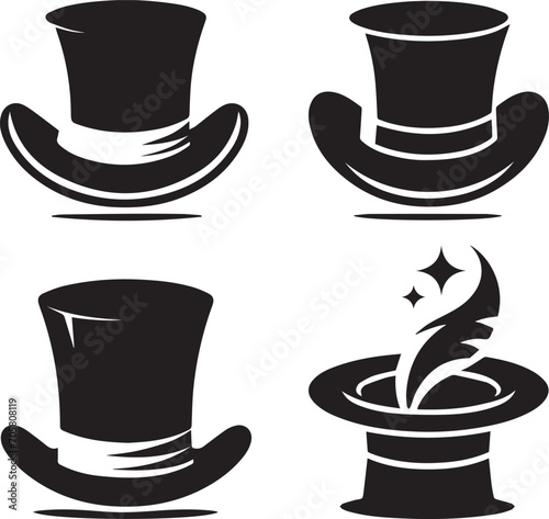 Top hat icon isolated on white background silhouette editable vector