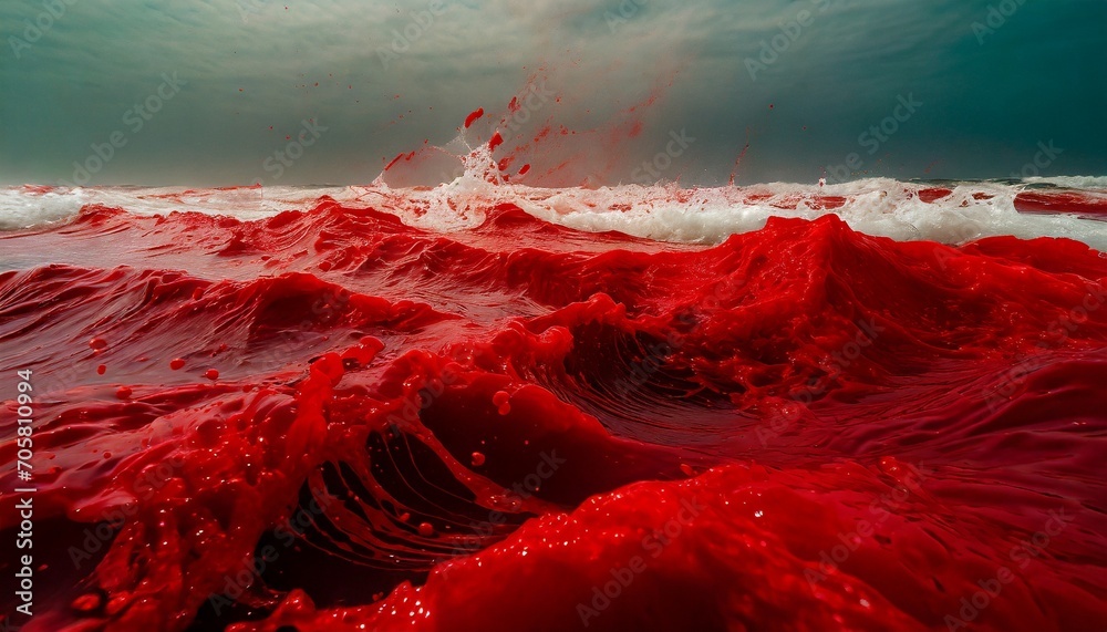 sea waves of blood - obrazy, fototapety, plakaty 