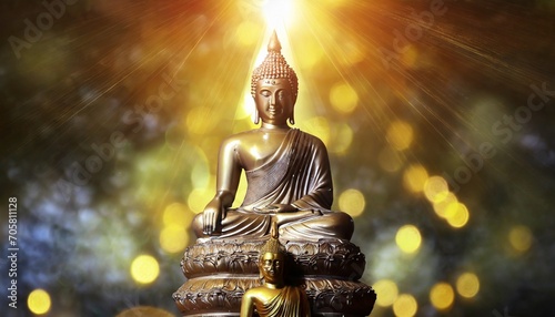 buddha with light of wisdom peacful asian buddha zen tao religion art style statue photo