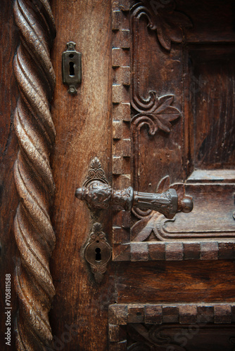 Beautiful carved wooden door. 