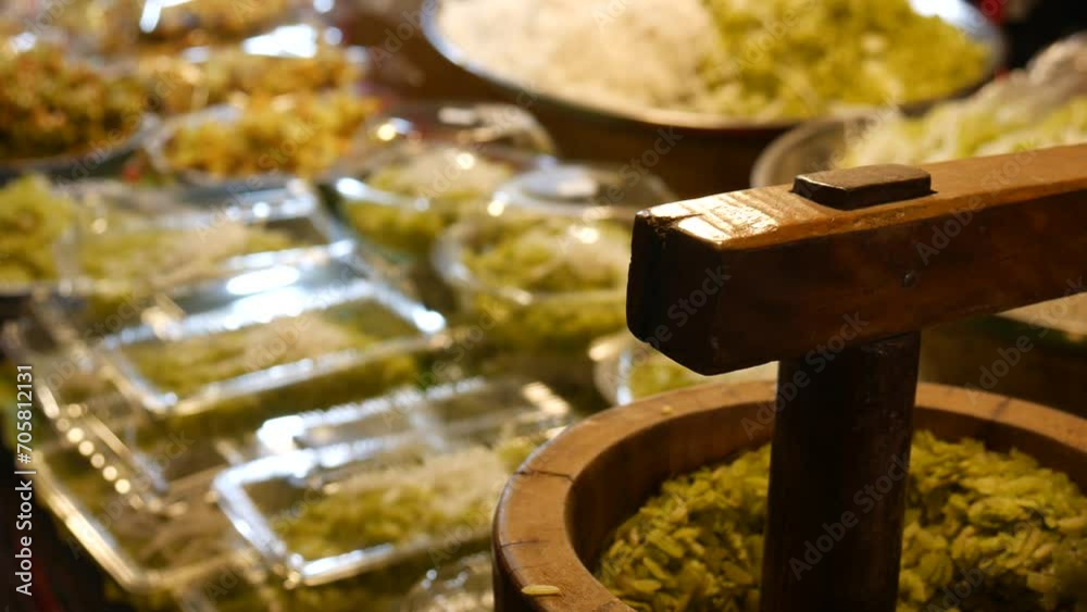 Stall selling Asian snacks, Thailand Stall selling Asian snacks, Thailand