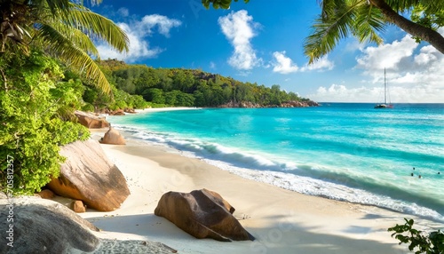 anse lazio beach at praslin island seychelles photo