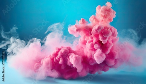 puffs of pink smoke in front of a blue background stock photo in the style of bold color blobs resin juxtaposed imagery realistic hyper detail