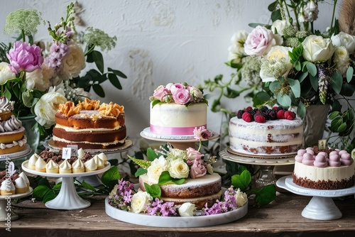 Luxury Cake Table Decorations for Celebrations with Copy Space.