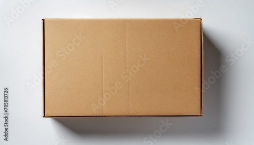 brown cardboard box on white background top view © Katherine