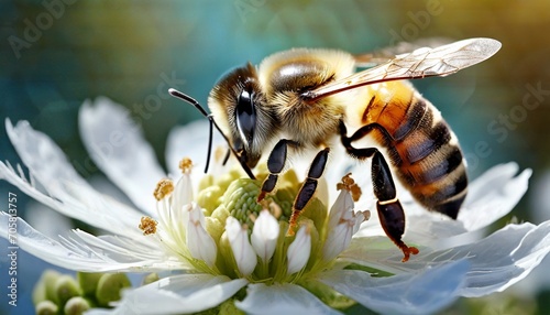 honeybee macro white flower