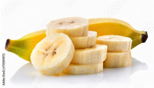 slice banana on white background photo