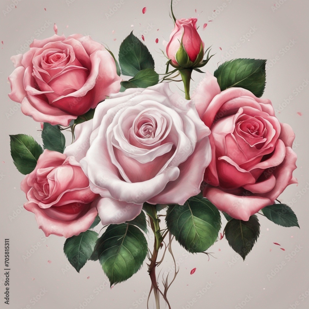 Naklejka premium Harmony and Balance: A Tempting and Tantalizing Rose captured in Crisp Photography