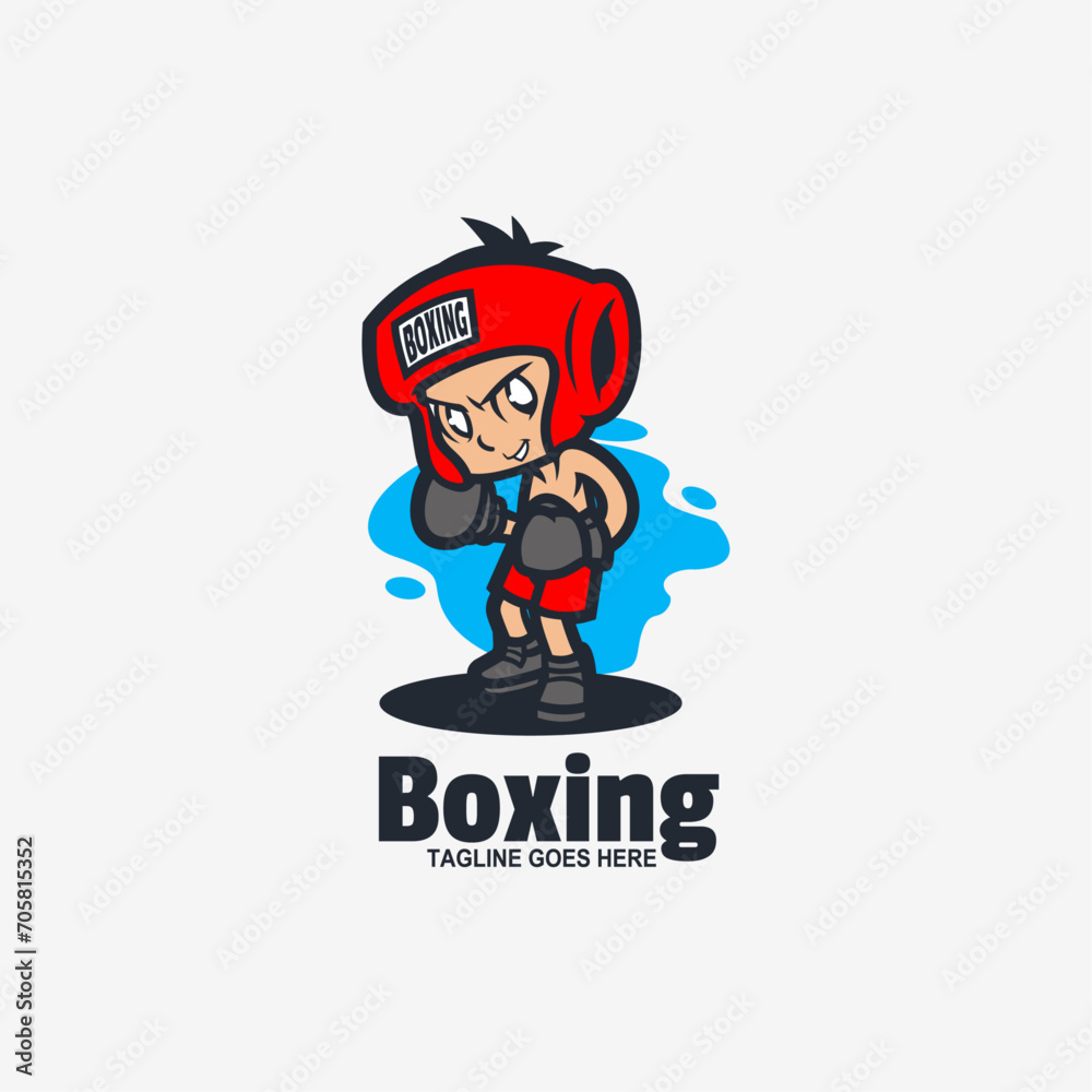 Illustration Vector Boxing Mascot Cartoon Logo Style.