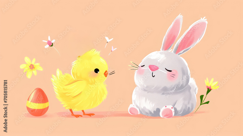 Easter Bunny and Chick Celebrate the Miracle of Easter