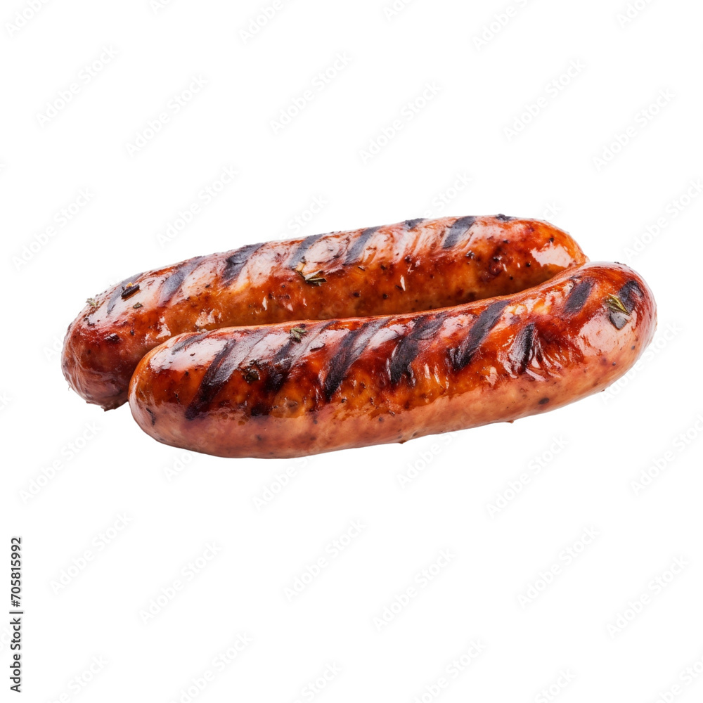Sausage grilled isolated on transparent, Generative AI Sausage grilled isolated on transparent, Generative AI