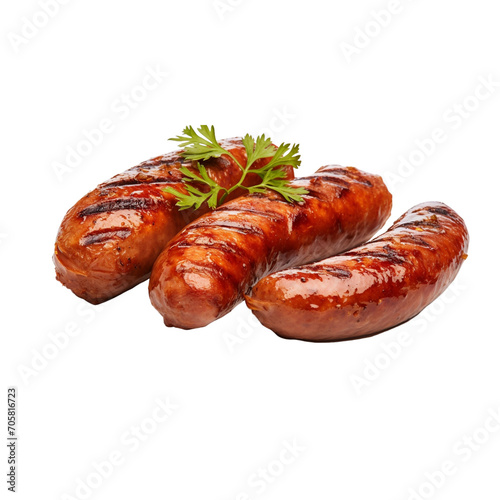 Sausage grilled isolated on transparent, Generative AI