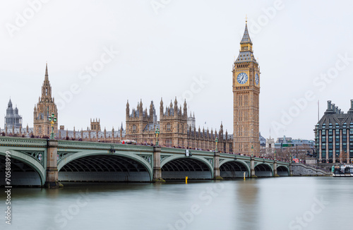 Stunning view of London s iconic Big Ben clock tower  towering over the surrounding cityscape