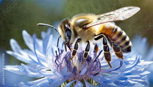 honeybee and blue flower
