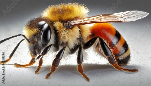 the wild bee osmia bicornis red mason bee on white photo