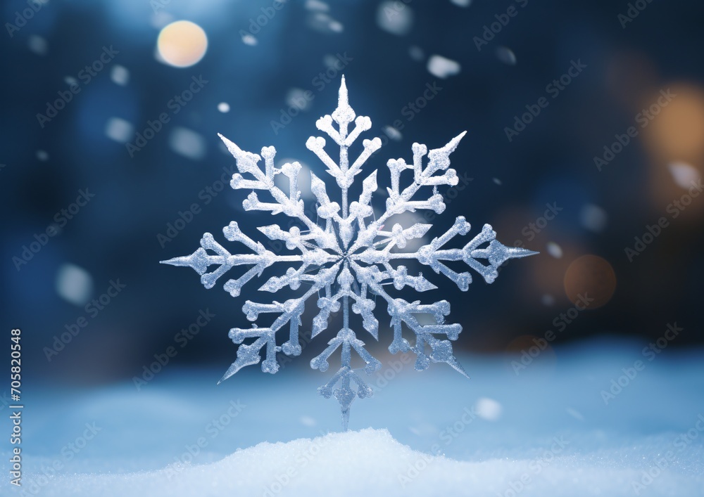 A beautiful snowflake in the snow Generative AI A beautiful snowflake in the snow Generative AI