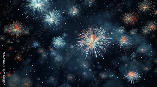 fireworks in the night sky beautiful colorful explosions Generative AI