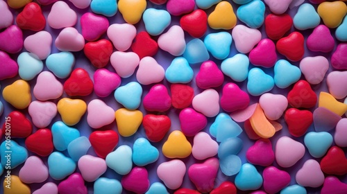 happy valentine day background of colorful candies hear shaped