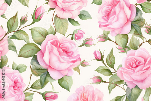 Nature rose pattern seamless floral design background