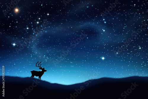 Background nature sky stars space light dark blue night moon forest illustration