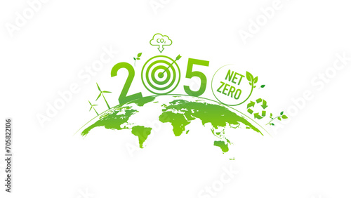 Net Zero target in 2050, CO2 reduction and Carbon Net zero emission concept, Earth day, World environment day and sustainable development concept, vector illustration