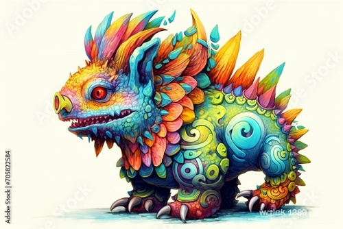 Colorful fantasy creature, amusing design. Generative AI