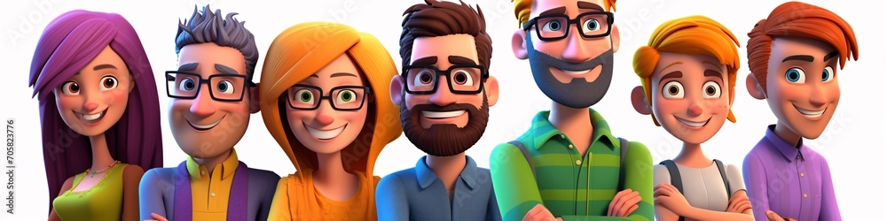 Three cartoon characters with glasses and smiles Generative AI Three cartoon characters with glasses and smiles Generative AI