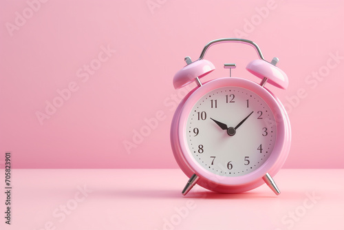 Alarm clock, alarm, Minimal Pink alarm clock, 3D rendering illustration