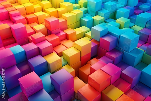 Colorful 3D Blocks  A Vibrant and Eye-catching Pattern Generative AI