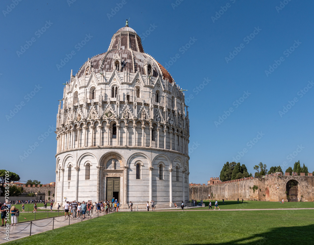 View of the baptistery of the Pisa cathedral