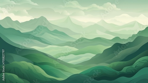 Serene green mountain landscape: majestic mountainous terrain - abstract nature vector illustration photo