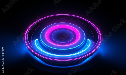 Pink and Blue Glowing Circle Generative AI